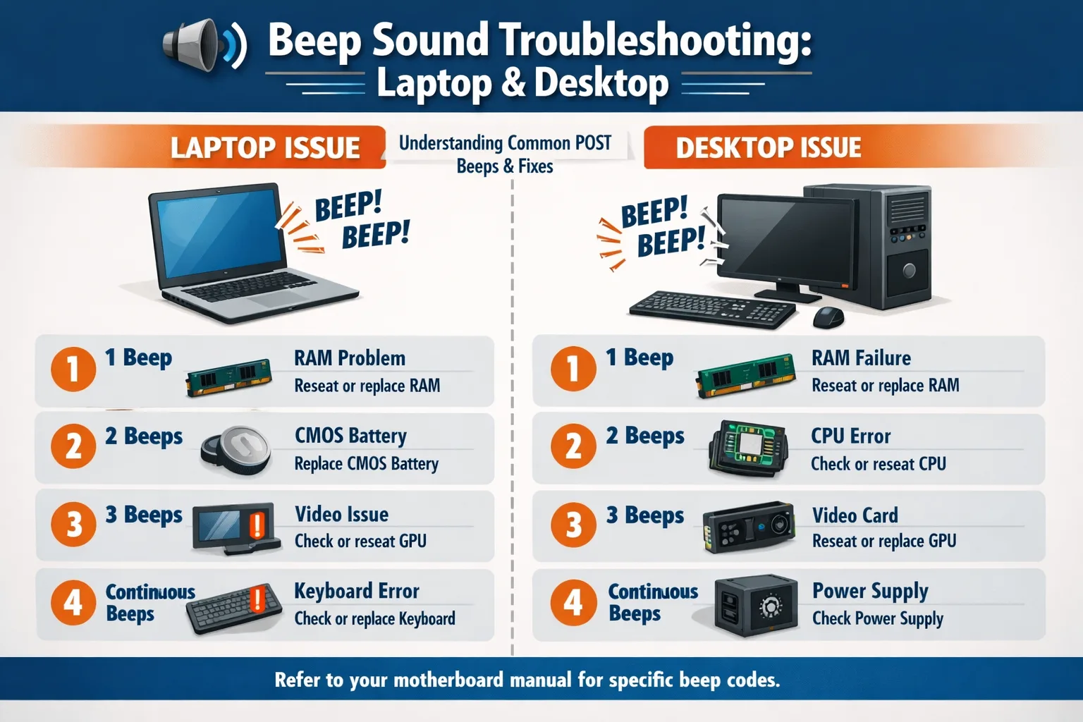 Beep Sound Troubleshooting both laptop and desktop