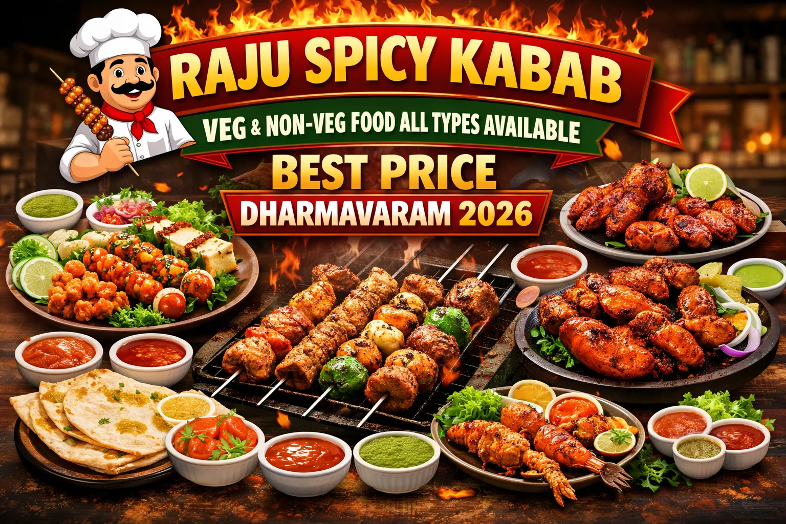 RAJU SPICY KABAB 'S VEG & NON FOOD ALL TYPES AVAILABLE BEST PRICE DHARMAVARAM 2026