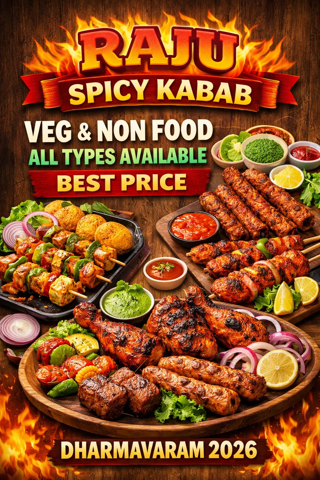 RAJU SPICY KABAB 'S VEG & NON FOOD ALL TYPES AVAILABLE BEST PRICE DHARMAVARAM 2026