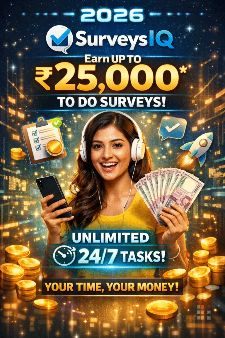 SurveysIQ earn upto 25k to do serveys unlimited 24/7 task 2026
