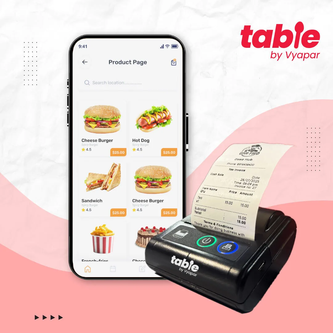 table by vyapar restaurant hotel billing software available best price all indian hotel business 2026