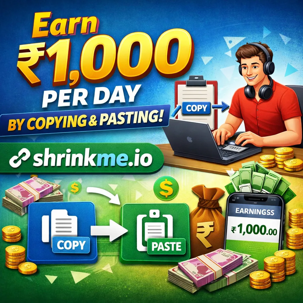Earn ₹1,000 per day by copying and pastingshrinkme.io